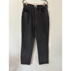 PacSun Dad Jeans High Rise Relaxed Straight Leg Black Denim Button Fly Size 30